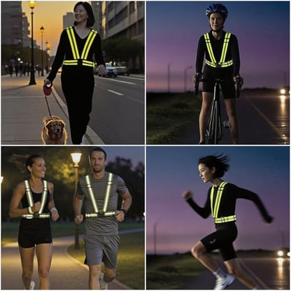 Reflective Strap Safety Vest Gear - 2-10 Pack Adjustable High Visible Reflective Running Gear for Women Men Night - color: Blue x10