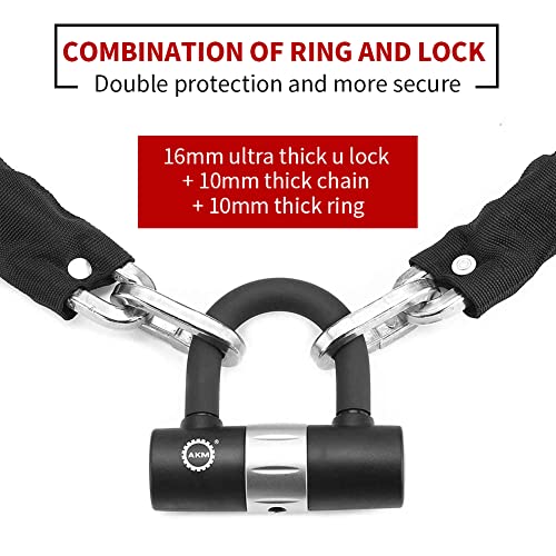 AKM Bike Lock Chain Lock 120cm/4ft Heavy Duty Durable 10mm Thick Ring Anti-Theft Bicycle Chain Lock with 4Keys Security 16mm U Lock Disc Lock for Bicycle,Moped,Scooter,Motorcycle - size: 4ft/120cm x 10mm Diameter Chain with Lock