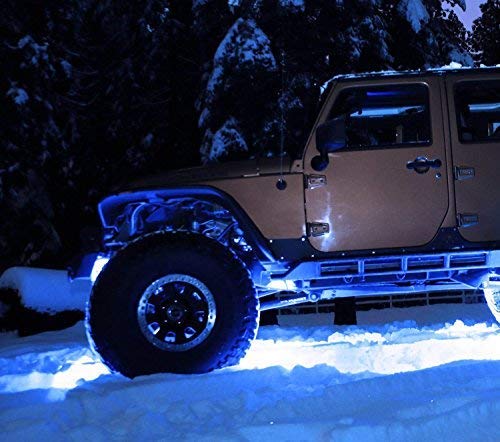 iJDMTOY 4pc Universal Fit 3-Chipset 9W High Power LED Rock Light Kit Compatible with Jeep Truck SUV Off-Road Boat, Ultra Blue - color: Blue