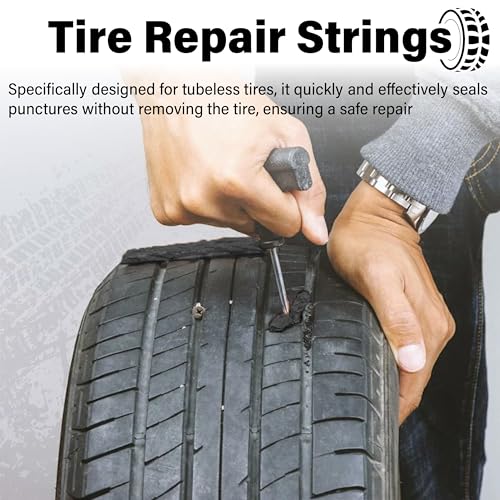 Sixzoo 30 PCS Tire Plugs Heavy Duty, 4" X 0.24" Tire Repair Plugs, Rubber Tires Plug, Tires Repair Strings for Tubeless Puncture Car, RV, SUV, ATV, Motorcycle, Truck,Tractor (Black) - color: black
