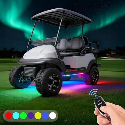 10L0L 4PCS Golf Cart Underbody Light Kit, Underglow LED Strip for EZGO Club Car Yamaha, 24 Modes Multicolor RGB Music Sync Waterproof, Canopy Lights Optional (4 Pack(Underbody-Fishbone)) - style: 4 Pack(Underbody-Fishbone)