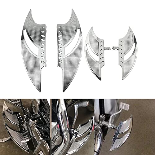Motorcycle Floorboards CNC Tomahawk Footboards Footpegs Fit for Harley Touring Electra Glide Street Glide Road Glide Softail Dyna (F+R Floorboards Set (Chrome)) - color: F+R Floorboards Set (Chrome)