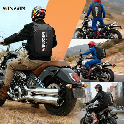 Motorcycle Helmet Backpack Large Capacity Reflective Waterproof Laptop Backpack with Padded Electronics Compartment Mochilas Para Motociclistas for Cycling Hiking Riding - style: Black