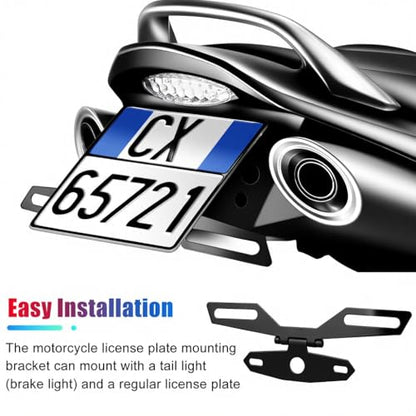 Universal Motorcycle License Plate Bracket, Adjustable Folding Mount Holder with Tail Light, for Scooter ATV Dirt Bike.Car Accessories (Black#M) - color: Black#M