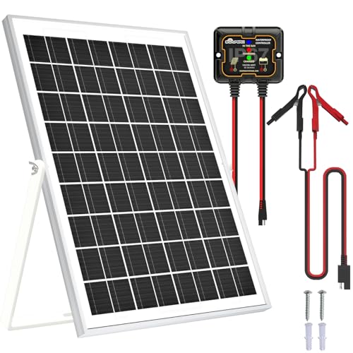 SOLPERK Solar Panel Kit 10W 12V, Waterproof Solar Battery Trickle Charger Maintainer + Smart MPPT Controller + Adjustable Mount Bracket for Boat Car RV Motorcycle Marine Automotive - size: 10W