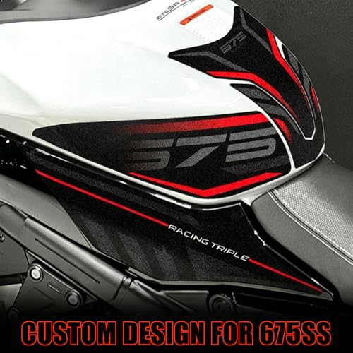 Red Motorcycle Gas Tank Stickers Fuel Tank Cover Protector Compatible with CFMOTO 675SS/675NK 2025 2026,Custom Design,Full Protection,Anti Slip,Residue Free Adhesive,CFMOTO 675SS Accessories - color: Red