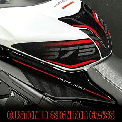 Red Motorcycle Gas Tank Stickers Fuel Tank Cover Protector Compatible with CFMOTO 675SS/675NK 2025 2026,Custom Design,Full Protection,Anti Slip,Residue Free Adhesive,CFMOTO 675SS Accessories - color: Red