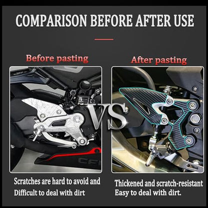 NIGHT CAT Carbon fiber stickers,Motorcycle footpeg protections,compatible with Ninja 400 Ninja 500(Pedal carbon fiber Stickers) - color: Pedal carbon fiber