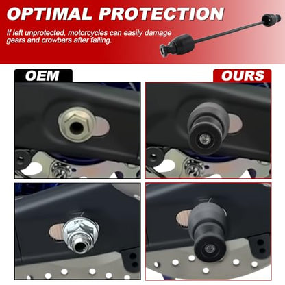 Xitomer Rear Axle Sliders with Swing Arm Bobbin Fit For YZF-R3 2015-2025, MT-03 2016-2025,Motorcycle Rear Fork Wheel Frame Sliders Crash Protector + Swing Arm Stand/Sliders/Spools (Rear & Bobbins) - style: Rear & Bobbins