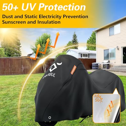 EVRBUL Trike Motorcycle Cover Waterproof 3-Wheel Vehicles Cover with Reflective Strips and Windproof Buckle Compatible with Harley Davidson CVO Tri Glide, Honda Gold Wing Trike 108× 59× 59 in - size: 108’’-Trike