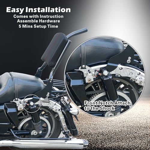 Adjustable Sissy Bar Passenger Detachable Backrest Fits for Harley Touring Street Glide Road Glide Road King Electra Glide 2009-2024 Gloss Black (09-24 M-Style) - color: 09-24 M-Style