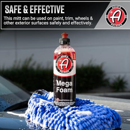 Adam's Chenille Car Wash Mitt - Premium Soft Microfiber Washing Glove for Car Cleaning & Detailing, Safe, Scratch-Free for Auto, Truck, RV, Motorcycle & More (Blue, 1pk) - size: 1pk