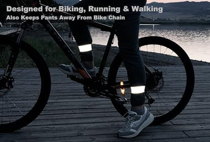 Reflective Ankle Bands with Very Large Reflective Area, 1,000+ ft Visibility, Straps for Biking, Running and Walking at Night - Bright, Lightweight & Comfortable - color: Silver - 4 Bands