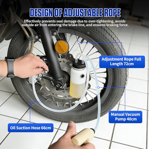 MR CARTOOL Brake Bleeder Kit Universal One Person 1L Brake Bleeder Bottle with Magnet Mount and Oil Suction Hose 66cm for Motorcycle