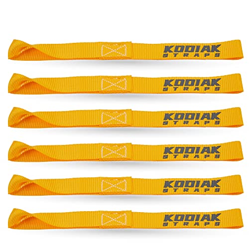 Soft Loop Tie Down Straps - 1 x 12 inches- 4,500 lb Load Capacity - Orange 6 Pack - Loops for Securing ATV, UTV, Motorcycles, Scooters, Dirt Bikes, Lawn & Garden Equipment by KODIAK STRAPS - color: orange, size: 1" x 12"