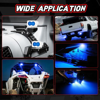 Blue LED Pod Lights 3 Inch 2PCS Auxiliary Backup Rear Light Bar Offroad Fog Driving Light Blue Hunting Fishing Emergency Safety Signal Work Lights for Truck Van UTV Pickup Boat - color: Blue