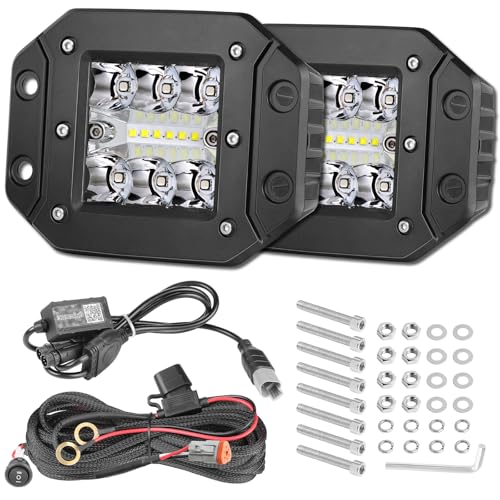 RGBW Flush Mount LED Lights, OFFROADTOWN 5inch 60W RGBW LED Driving Work Flush Fog Off Road Lights for Truck Pickup UTV ATV SUV Boat 4x4 Car - color: 5inch_RGBW Flush