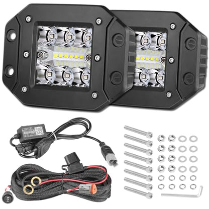 RGBW Flush Mount LED Lights, OFFROADTOWN 5inch 60W RGBW LED Driving Work Flush Fog Off Road Lights for Truck Pickup UTV ATV SUV Boat 4x4 Car - color: 5inch_RGBW Flush