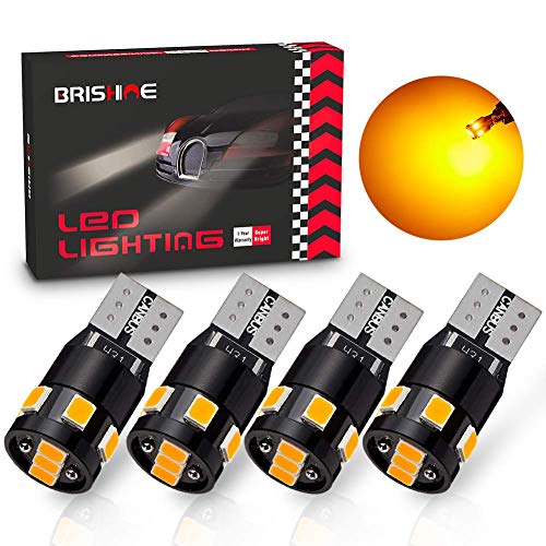 300LM Extremely Bright Canbus Error Free 194 168 2825 192 W5W T10 LED Bulbs Amber Yellow 9-SMD 2835 LED Chipsets for Side Marker Turn Signal Blinker Map Door Parking Lights (Pack of 4) - color: Amber Yellow
