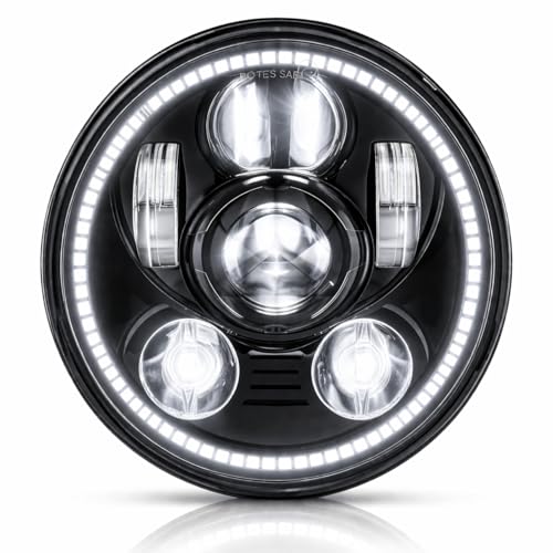 Eagle Lights 8900BG3H-SCOUT Indian Scout Motorcycle LED Headlight with White Halo Ring, Fits 2015+ Scout 60, Scout and Bobber, Black - color: Black with Halo Ring