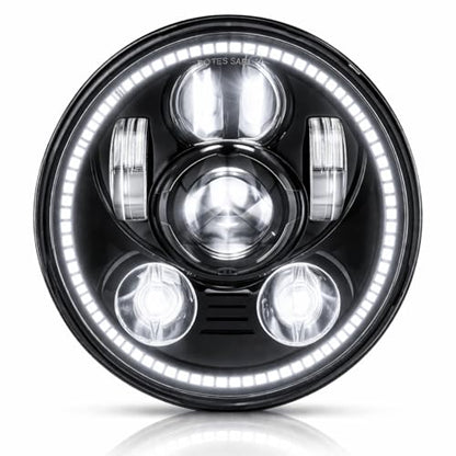 Eagle Lights 8900BG3H-SCOUT Indian Scout Motorcycle LED Headlight with White Halo Ring, Fits 2015+ Scout 60, Scout and Bobber, Black - color: Black with Halo Ring