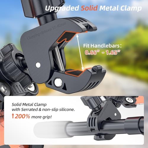 New Anti-Vibration Bike Phone Holder, Shockproof Motorcycle Phone Mount with Secure Lock, Camera FriendlyHandlebar Phone Holder for E-Bike, Electric Scooter, Bicycle, Fits 4.7-7 Inch Phones