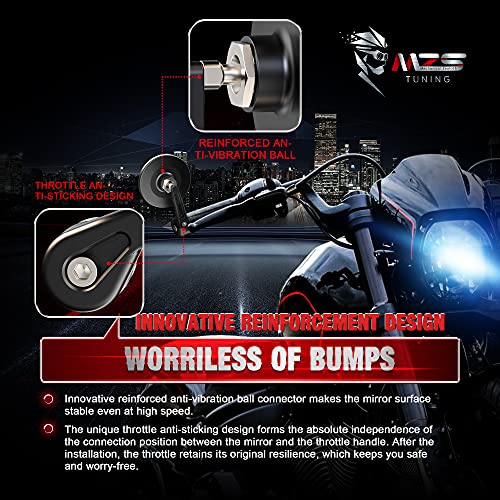 MZS Bar End Mirrors, Motorcycle Handlebar Mirrors Round Black+Motorcycle Frame Sliders, Falling Crash Protector Guards No Cut Kits Compatible with CBR1000RR