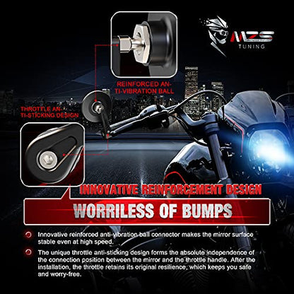 MZS Bar End Mirrors, Motorcycle Handlebar Mirrors Round Black+Motorcycle Frame Sliders, Falling Crash Protector Guards No Cut Kits Compatible with CBR1000RR