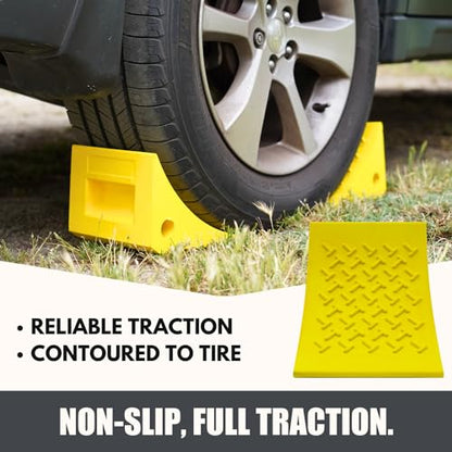 SECURITYMAN Heavy Duty Wheel Chocks (2 Pack) - Durable, Non-Slip, Solid Rubber Wheel Chocks for Boat Trailers, RV, Truck, Camper - Grip on All Surfaces - Trailer Wheel Chocks - Yellow - color: Yellow, size: 2 Pack