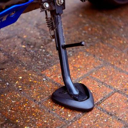 Universal Motorcycle Kickstand Pad Plate- Heavy Duty Anti-Sinking Kickstand Support Plate for Soft Ground, Grass, Hot Pavement - Outdoor Parking Essential Safety Accessory - Black (1)