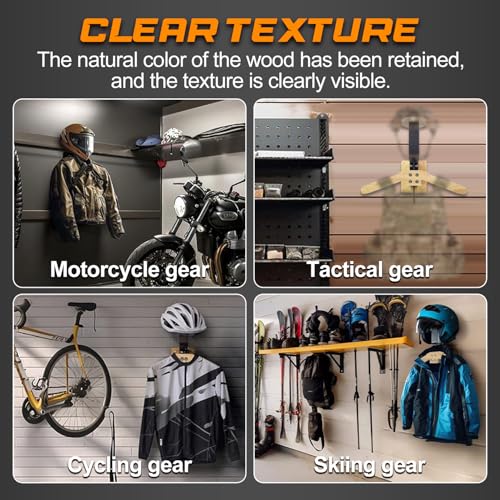 Tactical Gear Wall Mount Stand - Motorcycle Helmet Holder Display Stand with Hooks, Solid Wood Airsoft Plate Carrier Rack for Police, Football and Cycling Suit - color: Natural