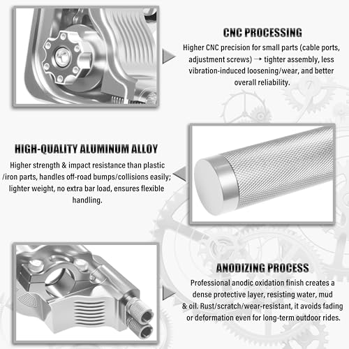 Universal 7/8" Big Twist Throttle Assembly, Dual Push-Pull Cable with Transparent Window for 110-650cc Dirt Pit Bike, Motocross, ATV & Quad, CNC Aluminum Quick Twister Throttle Grip (Silver) - color: Silver