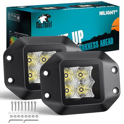 Nilight Flush Mount LED Pod Lights 2 PCS 4.7 Inch 4LED Flood Beam Backup Reverse Offroad Driving Bumper Work Grill Light for Truck ATV UTV - color: 4.7Inch 4Led Flush Mount Light