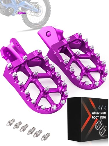 JFG RACING Dirt Bike Pegs,Motorcycle Foot Pegs MX Foot Pedals Rests CNC for Light Bee Surron/CRF150F CRF230F 2003-2019/KDX200 1983-1994 - Purple - color: purple