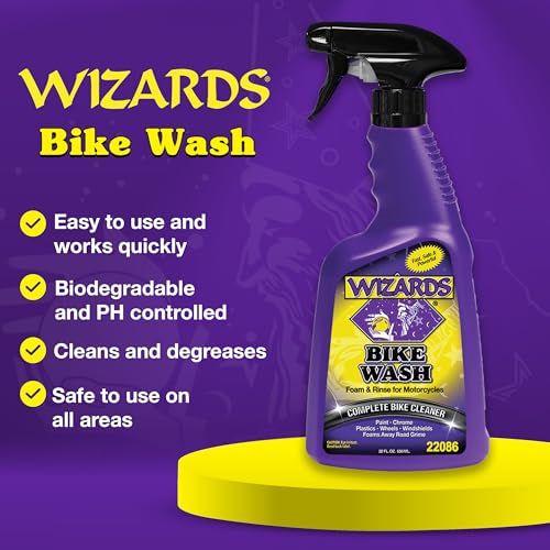 Wizards Bike Wash - Cleaner For Motorcycle Washing Kit- Quick Detailer for Bike with Bug Remover - For Your Motorcycle Accessories and Detail Kit - 22 oz - size: 22 fl oz (Pack of 1)