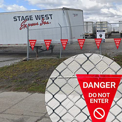 "Danger Do Not Enter" Innovative Printed Pennant Banner Flag, 37ft Length - OSHA Certified - size: 7"x10"x37Ft, style: Red Danger Do Not Enter Flag