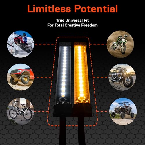 TRUE MODS 2pc 5" LED Motorcycle Front Fork Switchback Cold White DRL Running & Amber Turn Signal Light Strip Kit [Waterproof] [Blinker] Flexible Self Adhesive Universal Surface Mount for UTV ATV Bike - size: 2pc 5", style: Running Light w/ Amber Turn