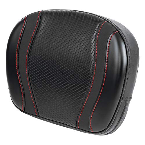C.C. RIDER Detachable Sissy Bar Backrest Pad Bracket Fits for Harley Touring Road King Street Electra Glide Trike 1997-2020 - color: Red Stitching, size: Style B