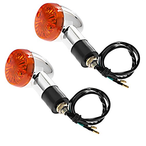 Saihisday Motorcycle Turn Signal Lights Chrome Bullet 12V Universal Motorcycle Front Rear Blinker Indicator Replacement for Honda Yamaha Suzuki Harley(Amber)