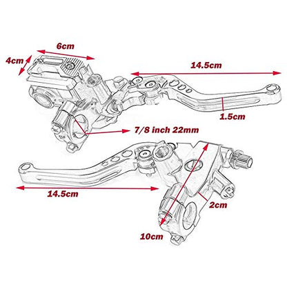 PACEWALKER Universal Motorcycle 7/8" 22mm Handlebar Brake Master Cylinder Clutch Lever CNC Left & Right Set for Honda Kawasaki Suzuki Yamaha red - color: Red