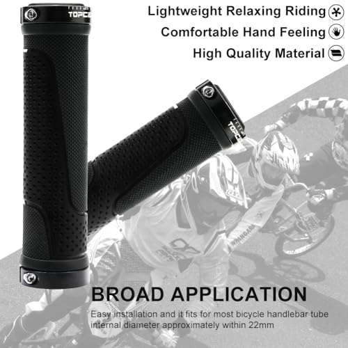 TOPCABIN Bike Handlebar Grips,Short Mini Bicycle Handlebar Grips Two-Color Rubber Bike Grips Fit Many Standard Bikes 2PCS 90MM Length - color: Aluminum Double Lock - Black - 130mm & 90mm