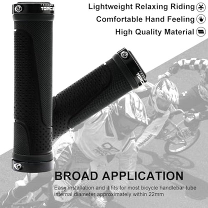 TOPCABIN Bike Handlebar Grips,Short Mini Bicycle Handlebar Grips Two-Color Rubber Bike Grips Fit Many Standard Bikes 2PCS 90MM Length - color: Aluminum Double Lock - Black - 130mm & 90mm