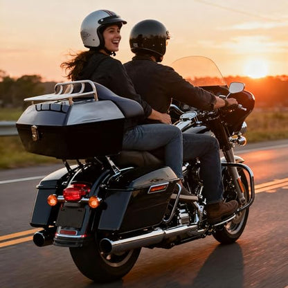 Yescom 48L Universal Motorcycle Tail Box Top Case Luggage with Top Rack & Backrest for Harley Road King - size: 48L for Harley