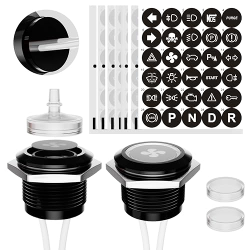 LED Indicator Lights 2PCS 12V 19mm Mounting Holes Includes 187 Replacement Symbols IP67 Waterproof Metal 24V Pilot Lights for Cars Boats Industrial Panels Dashboards (White Light) - color: 19mm-White Light-2PCS