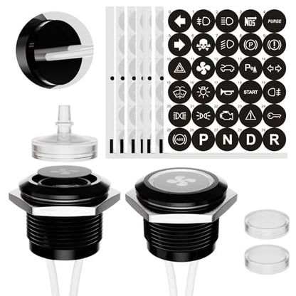 LED Indicator Lights 2PCS 12V 19mm Mounting Holes Includes 187 Replacement Symbols IP67 Waterproof Metal 24V Pilot Lights for Cars Boats Industrial Panels Dashboards (White Light) - color: 19mm-White Light-2PCS