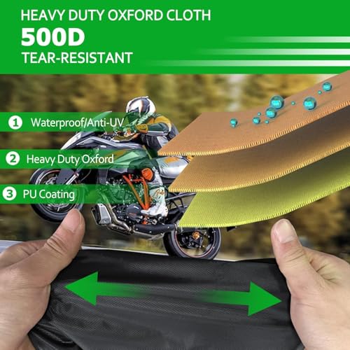 Roasivi Motorcycle Covers Waterproof Outdoor Storage for Harley Davidson Touring Models Heavy Duty Cover for General Motorcycle 98" L x 43" W x 55" H Black - size: 98"x43"x55"