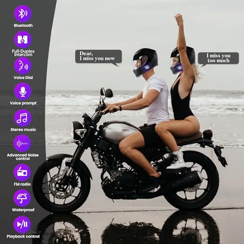 Y3 Helmet Bluetooth Headset (More Suitable for Couples), Auto Answer Phone, Intercom, Music, Intercom, Active Noise Cancellation, Waterproof (1 Pack) - size: 1 Pack