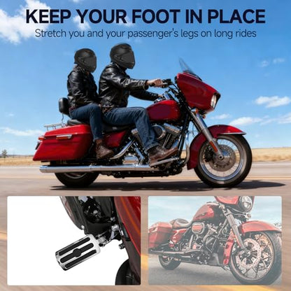Motorcycle Foot Pegs, Passenger Foot Peg Male-Mount Aluminum Footrest Pedal Fit for Harley Street Glide Road King Road Electra Glide Sportster 883 1200 Dyna Softail (Chrome) - color: 2#Chrome