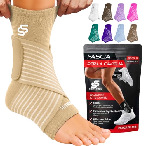 Sleeve Stars Ankle Brace for Women & Men, Ankle Wrap for Sprained Ankle, Compression Sleeve for Plantar Fasciitis Relief, Easy Customizable Support: w/Removable Strap (Single/M:10"-12"/Beige) - color: Beige, size: Medium