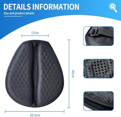 Motorcycle Gel Seat Cushion with Sunshade Cover, Foldable Soft Pressure Relief Pad with 3D-Honeycomb & Petal Ergonomic Design, Shock Absorption & Breathable Motorcycle Gel Seat Pad for Long Rides